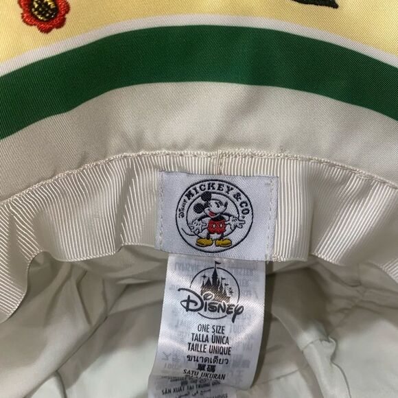 🆕 DISNEY Mickey Mouse Bucket Hat Embroidered Flowers Yellow Striped - Picture 4 of 5